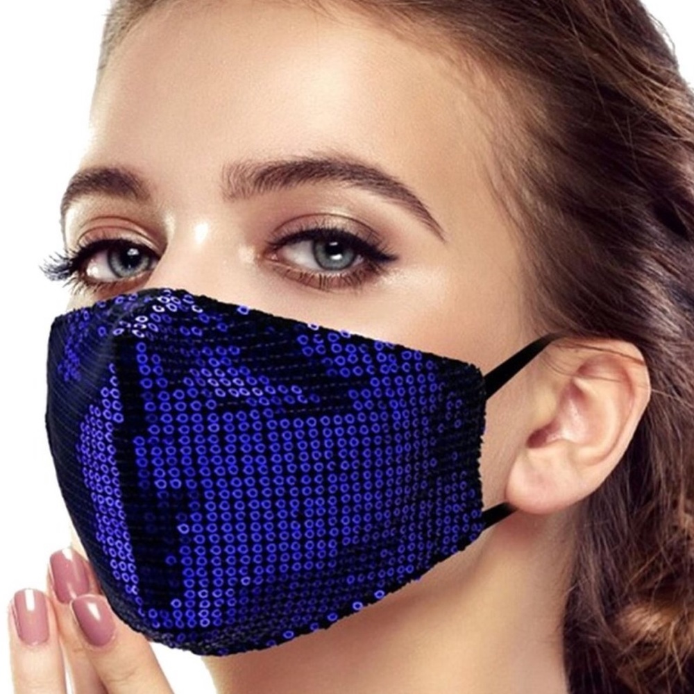 Sequin Face Mask Royal Blue